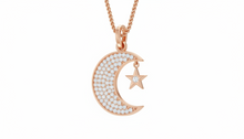 Load image into Gallery viewer, Sparkling Round Diamond Moon and Star Pendant