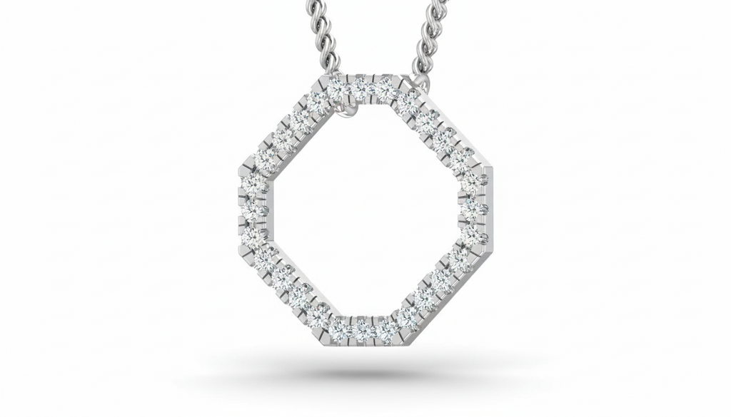 Chic Octagon Open Design Necklace With Chain