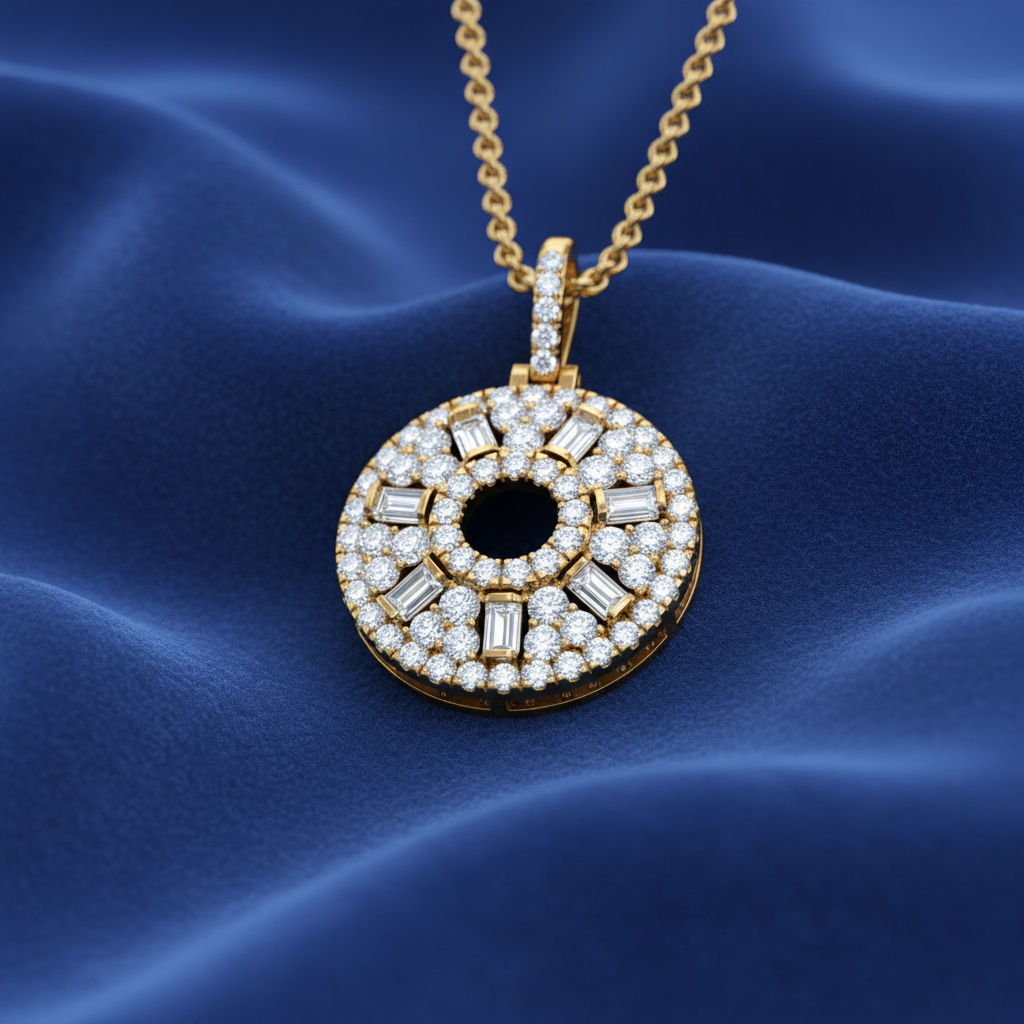 Baguette & Round Diamond Halo Disc