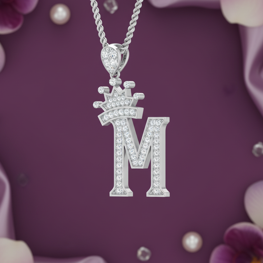 Royal Initial 'M' Crown Diamond