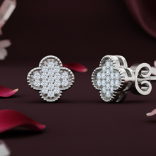 Load image into Gallery viewer, Diamond Clover Stud Earrings with Beaded Milgrain Edge