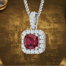 Load image into Gallery viewer, Cushion-Cut Ruby Halo Diamond Cover