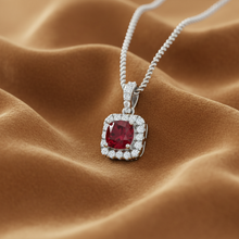 Load image into Gallery viewer, Cushion-Cut Ruby Halo Diamond Cover