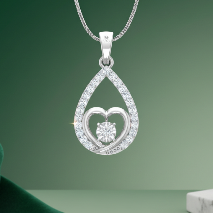 Inner Heart Diamond Teardrop Drop
