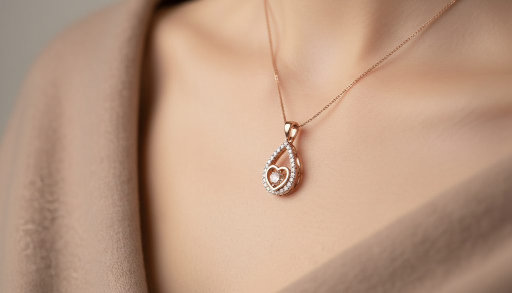 Inner Heart Diamond Teardrop Drop