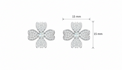 Diamond Heart Clover Stud Earrings