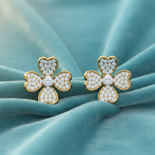 Load image into Gallery viewer, Diamond Heart Clover Stud Earrings