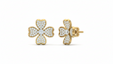Diamond Heart Clover Stud Earrings