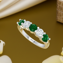 Load image into Gallery viewer, Five Stone Emerald And Diamond One Cart