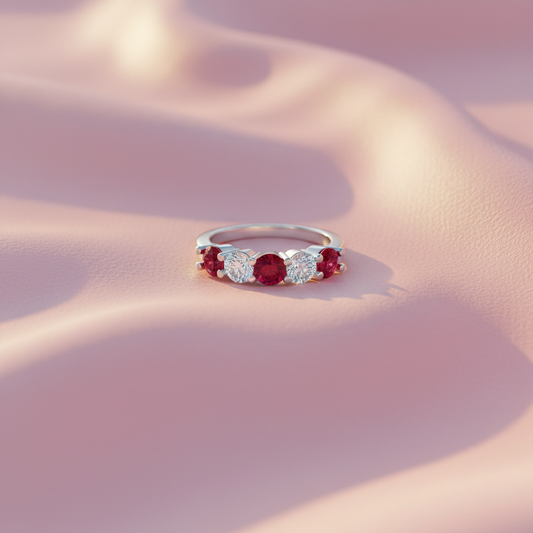 Five Stone Ruby And Diamond One cttw