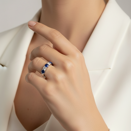 Five Stone Sapphire Diamond Splendor