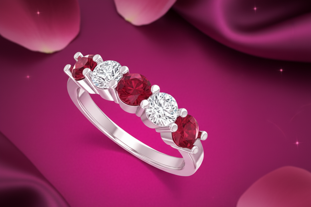 Five Stone Ruby And Diamond One Cart