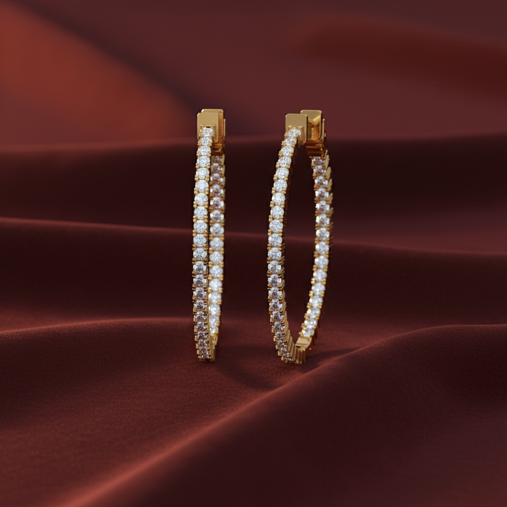 Round Diamond Hoop Earrings