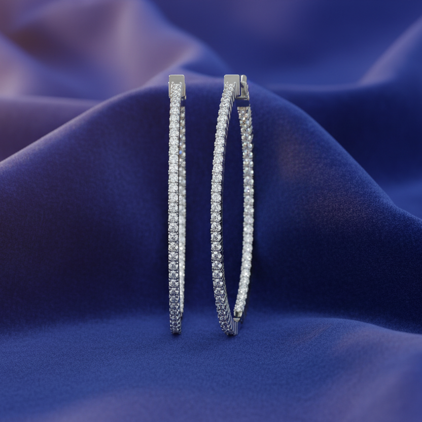 Classic Diamond Hoop Earrings