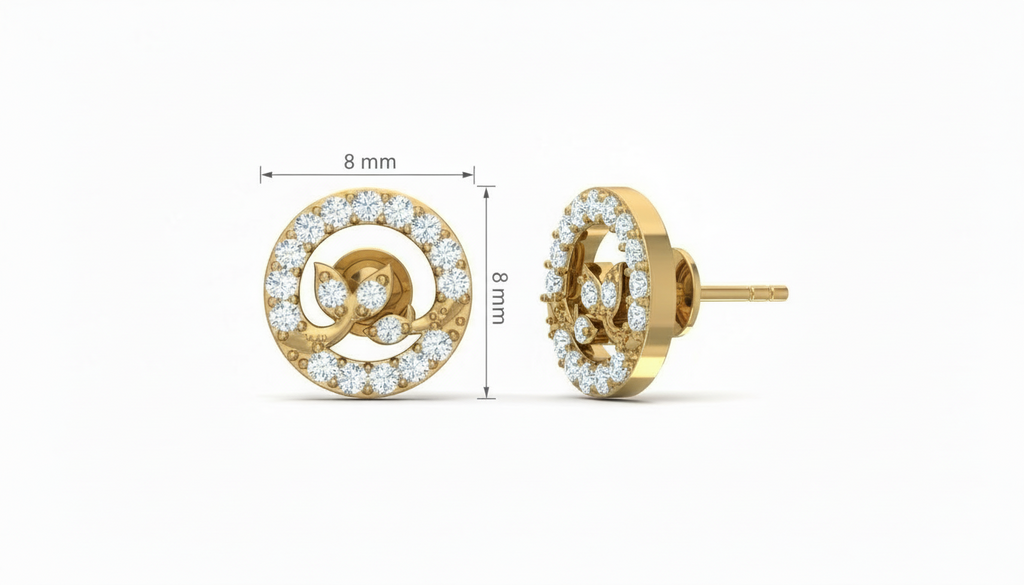 Stylized Diamond Halo Stud Earrings