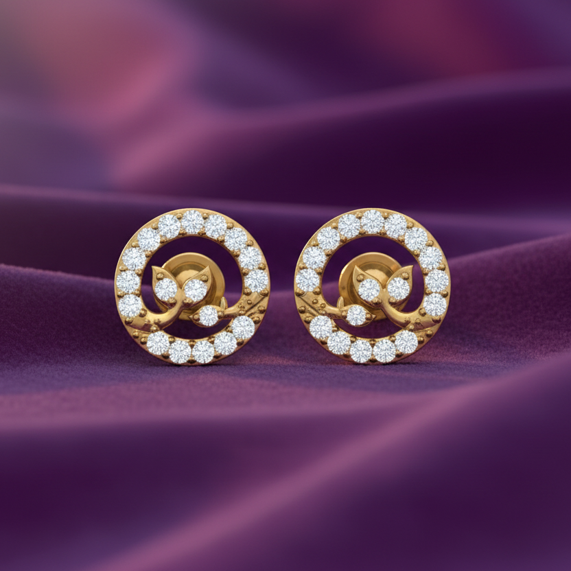 Stylized Diamond Halo Stud Earrings