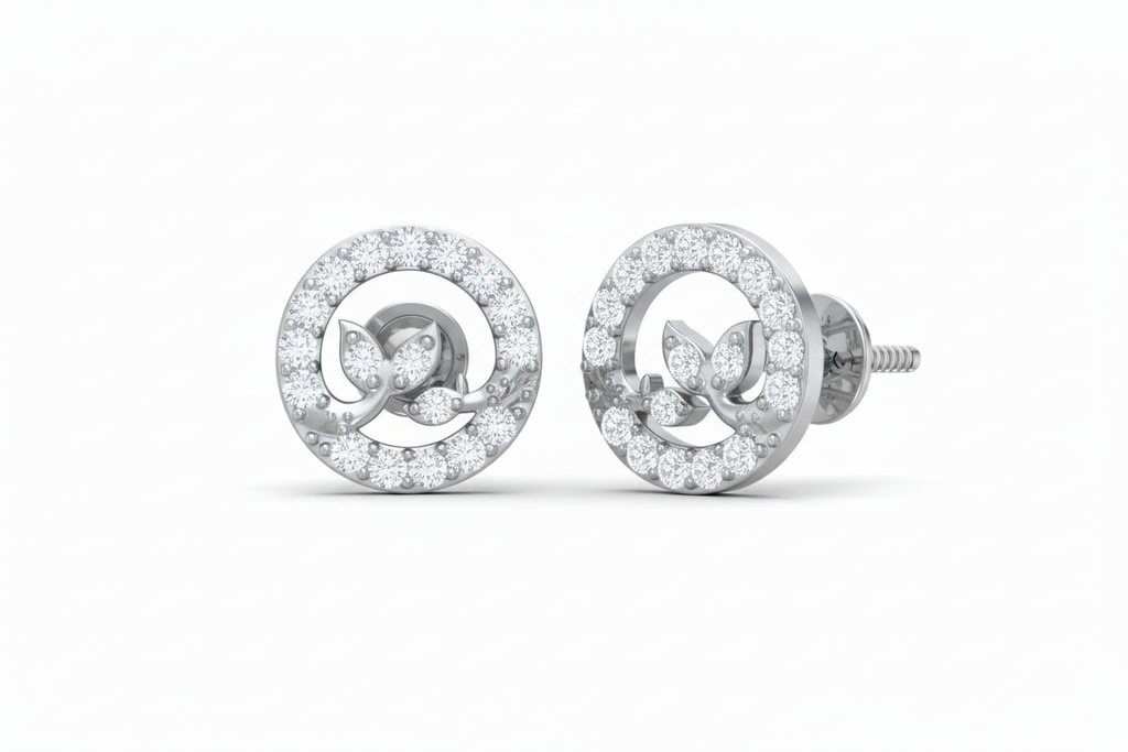 Stylized Diamond Halo Stud Earrings
