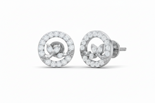 Load image into Gallery viewer, Stylized Diamond Halo Stud Earrings