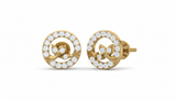 Stylized Diamond Halo Stud Earrings