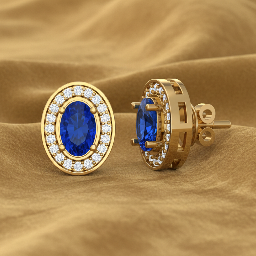 Oval Shape Sapphire With Diamonds