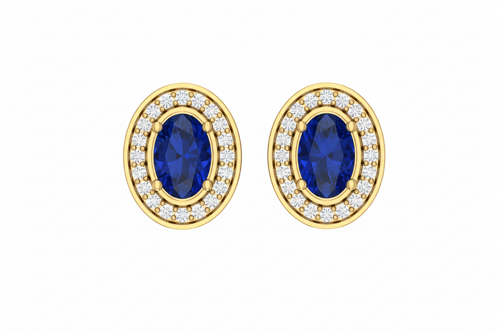 Oval Shape Sapphire With Diamonds