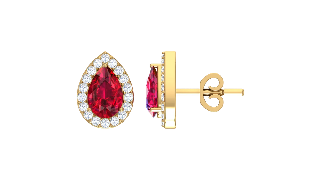 Droplet Scarlet Pear-Cut Centre piece Diamond Frame Chromatic Contrast