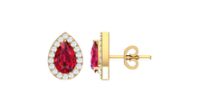 Load image into Gallery viewer, Droplet Scarlet Pear-Cut Centre piece Diamond Frame Chromatic Contrast