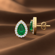 Load image into Gallery viewer, Pear Emerald Gemstone Diamond Radiant Lush Drop