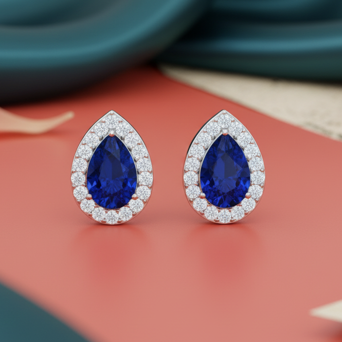 Precious Pear Sapphire Natural Diamond Lustrous Accent