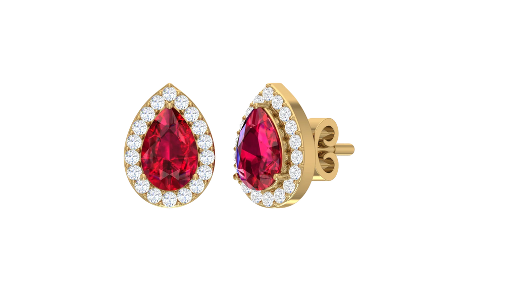 Droplet Scarlet Pear-Cut Centre piece Diamond Frame Chromatic Contrast