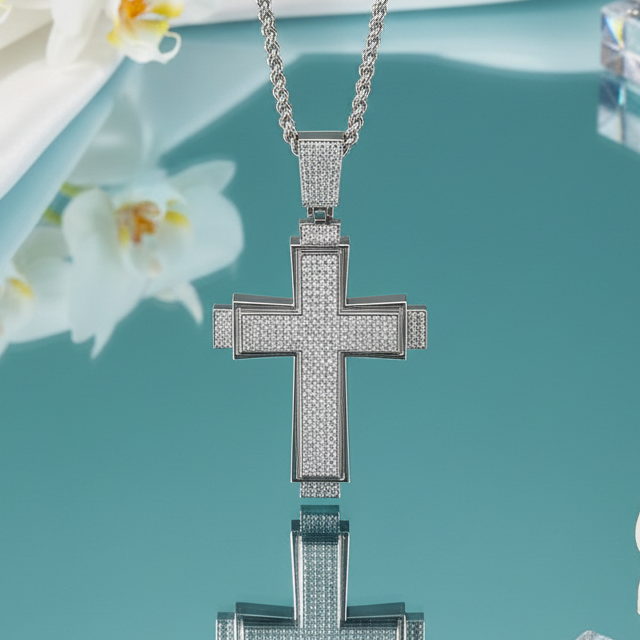 Hip Hop Style Large Iced Out Cross Diamond