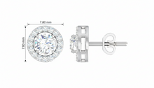 Load image into Gallery viewer, Classic Round Diamond Solitaire Halo Stud Earrings