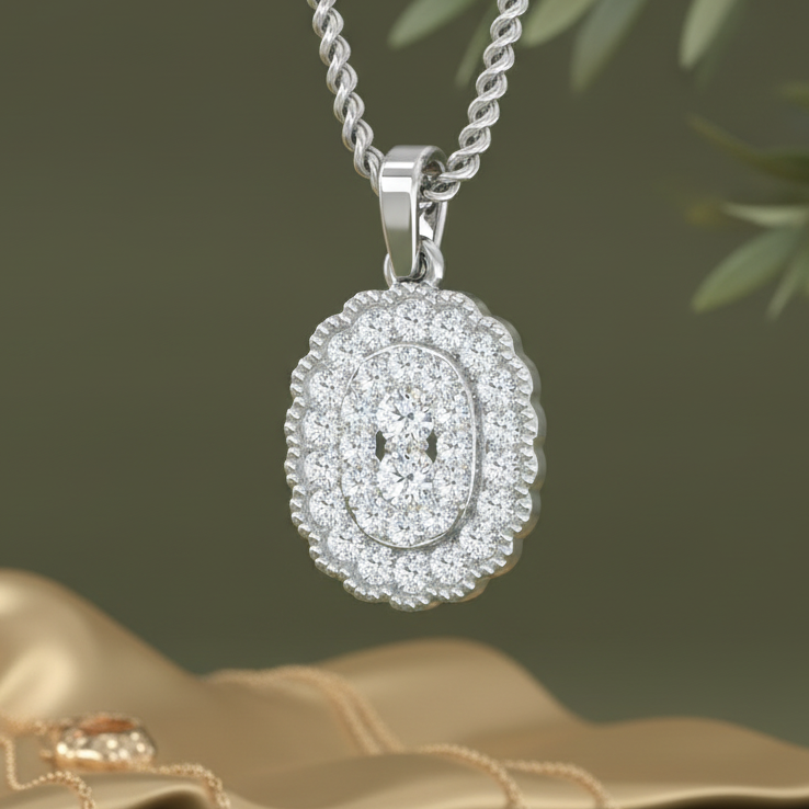 Oval Frame Diamond Cluster Glow