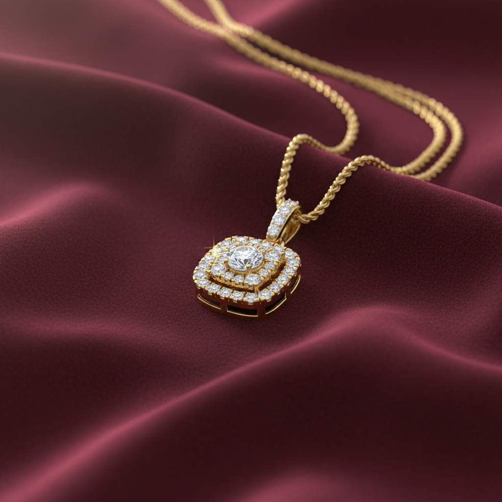 Architectural Double Frame Diamond Dangle