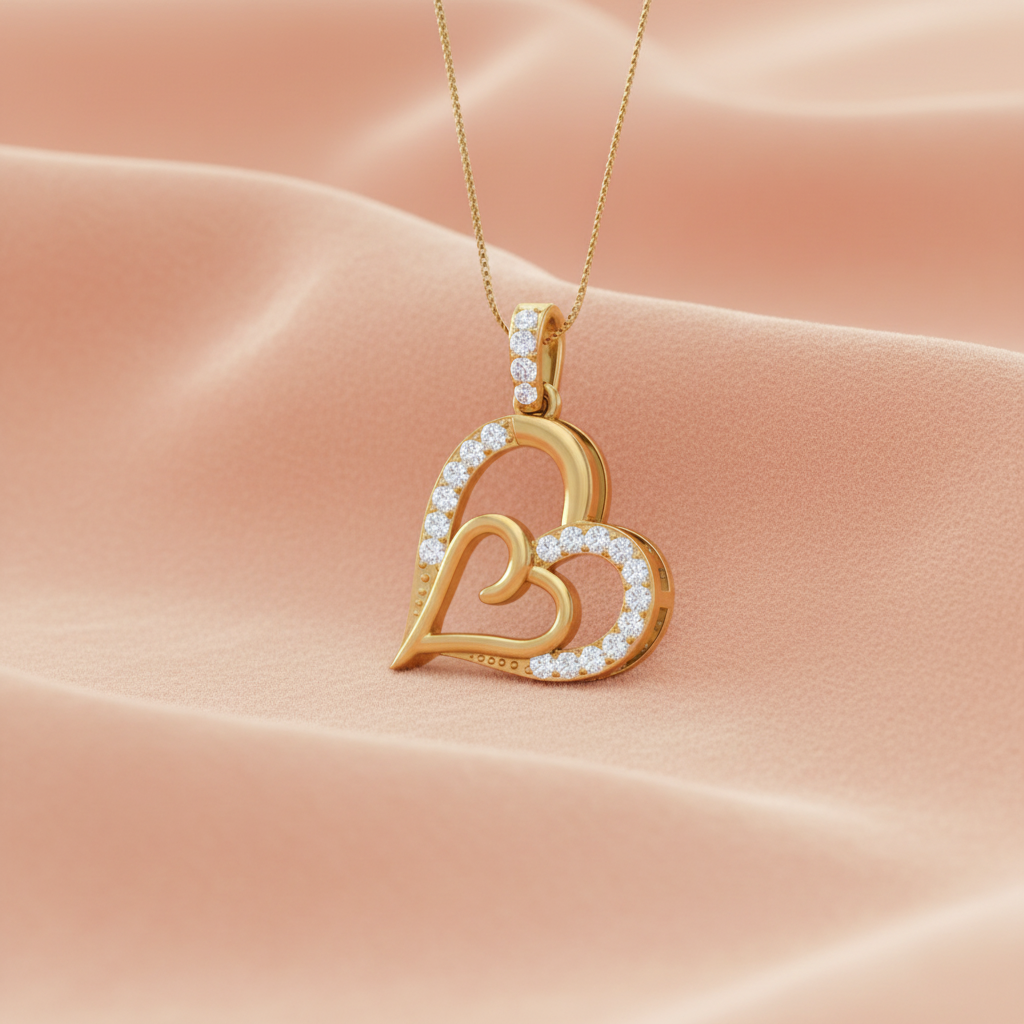 Multi-Layer Overlapping Heart Diamond Dangle