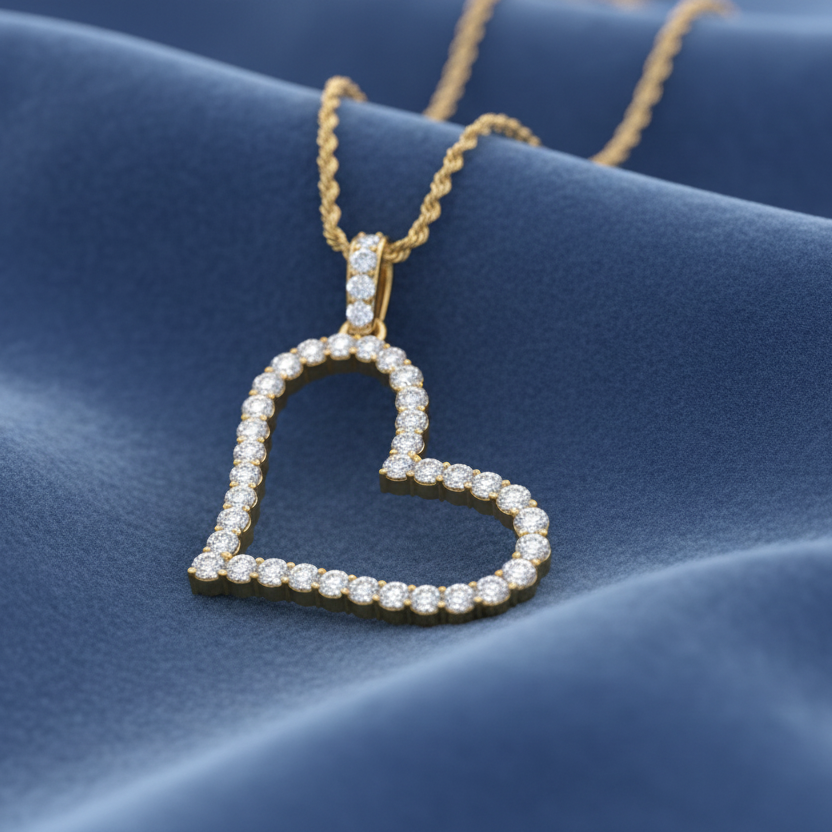 Open Frame Heart Diamond Outline Drop