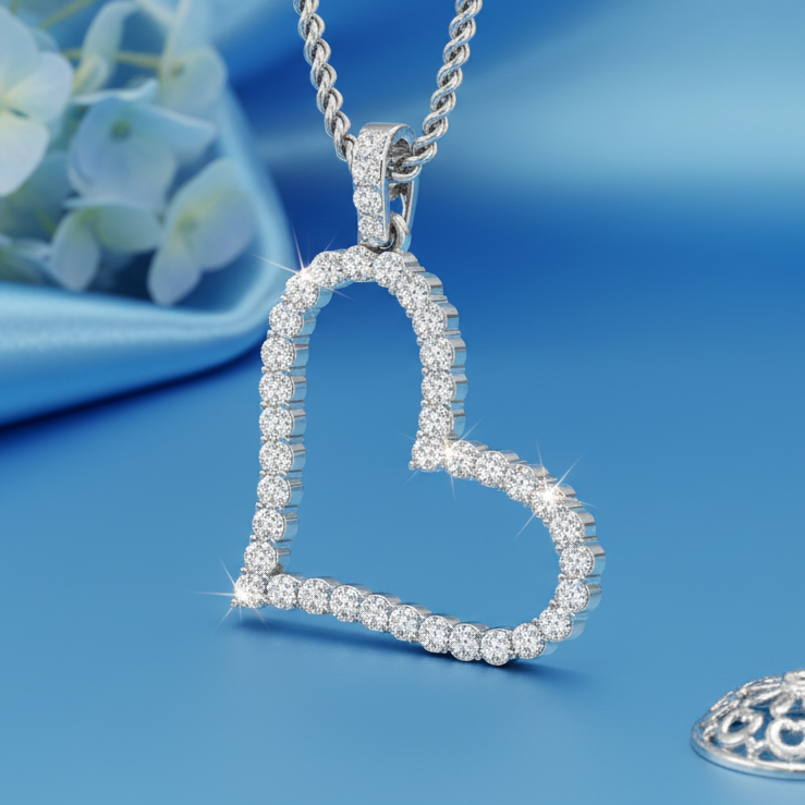 Open Frame Heart Diamond Outline Drop