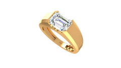 Horizontal Emerald Cut Half Bezel Solitaire Lab Grown Diamond - R2328B