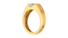 Horizontal Emerald Cut Half Bezel Solitaire Lab Grown Diamond - R2328B