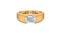 Horizontal Emerald Cut Half Bezel Solitaire Lab Grown Diamond - R2328B