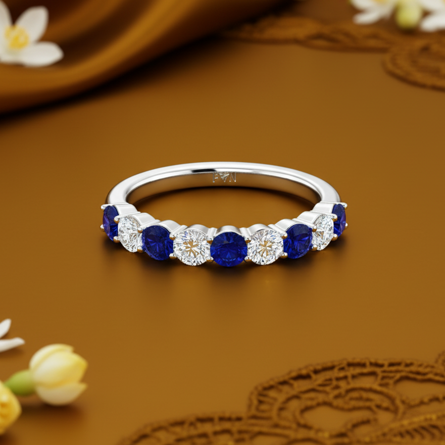 Sapphire With Diamond Nine Stone