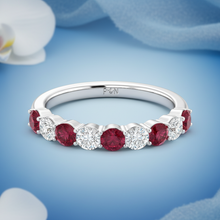 Load image into Gallery viewer, Ruby With Diamond Nine Stone