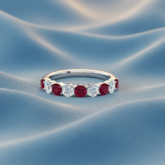 Ruby With Diamond Nine Stone