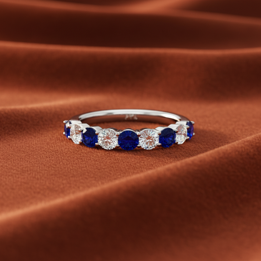 Sapphire With Diamond Nine Stone