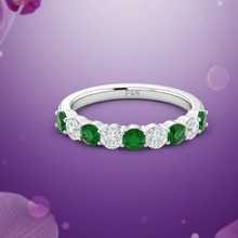 Load image into Gallery viewer, Emerald With Diamond Nine Stone