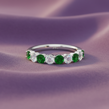 Load image into Gallery viewer, Emerald With Diamond Nine Stone