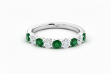 Nine Stone Emerald With Diamond Half Cttw