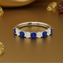 Load image into Gallery viewer, Nine Stone Sapphire With Diamond Approx One Cttw
