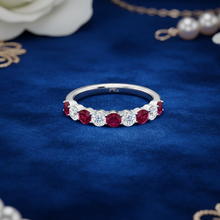 Load image into Gallery viewer, Nine Stone Ruby With Diamond Approx One Cttw