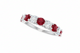 Nine Stone Ruby With Diamond One A Half Cart